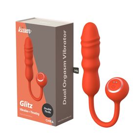 Вибратор Chisa Kissen Glitz с фрикциями, рельефный, с проводным пультом, оранжевый Sex Aura