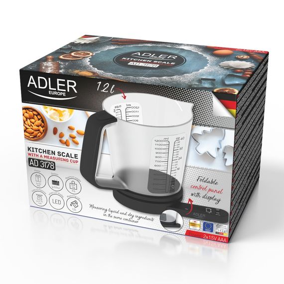 Весы кухонные электронные Adler AD 3178 до 5 кг с мерным стаканом | Зображення 9