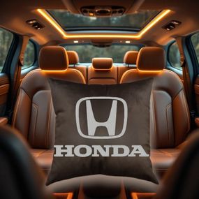 Авто Подушка з вишивкою логотипу марки хонда Honda коричневий автомобілісту 00185