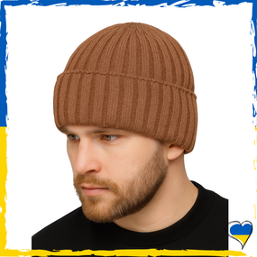 Шапка осіння чоловіча підліткова легка тягнеться Бежева 54-58