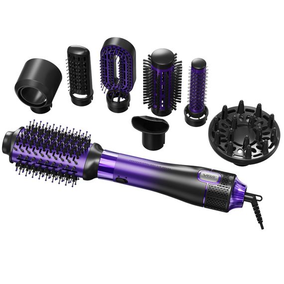 Фен-щітка стайлер XPRO V-488 Purple 8 в 1 з 8 насадками та 4 режимами (45703-V-488 PURPLE_1131) | Зображення 2