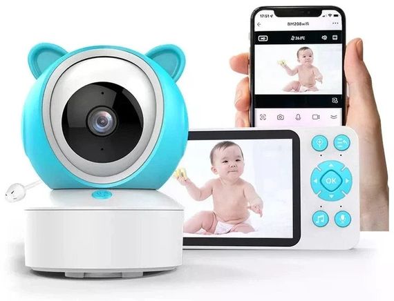Відеоняня C8 Wi-Fi з монітором 5″ • Розумна відеоняня C8 Full HD 1080P із застосунком Tuya, нічним баченням і двостороннім зв’язком