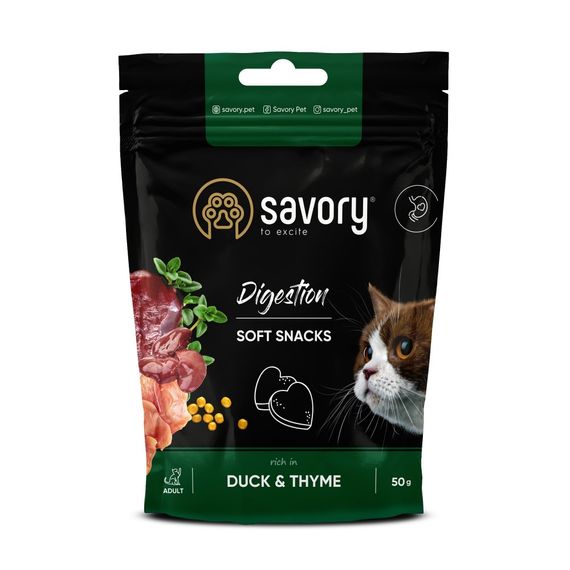 Ласощі для котів Savory Cat Digestion Soft Snack з качкою 50 гр
