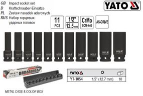 Набор головки торцевые YATO Польша ударные глубокие 1/2" 10-24 мм l=78 мм 11 штук YT-1054