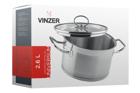 Каструля Vinzer Universum 50062, 2.6 л, 18 см, з нержавіючої сталі з кришкою, для всіх типів плит | Зображення 3