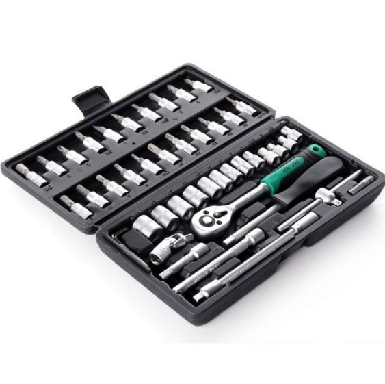 Набір насадок 90T 1/4"; 1/2" CrV 46 шт СИЛА