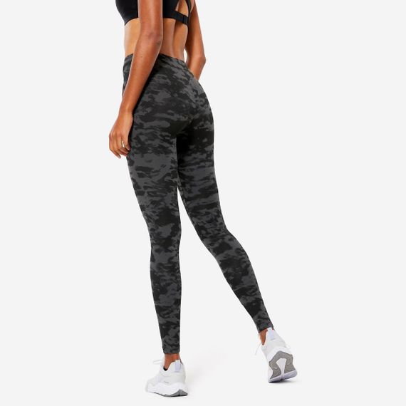 Легінси жіночі Fit+ 500 для фітнесу чорні з принтом - S UA42L31 | Зображення 4