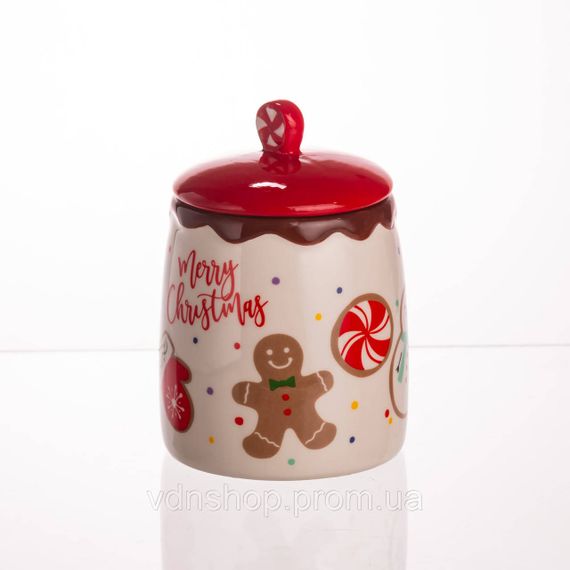 Банка для сипучих продуктів з кришкою з порцеляни 9×13 (см) Merry Christmas CR-1-42 | Зображення 4