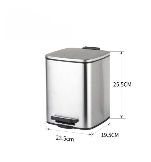 Відро для сміття Zerix Kubix-TC0106 SS Color з плавним закриттям, квадратне, 6 л, нержавійка (ZX5889) | Зображення 1