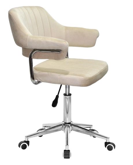 Крісло Jeff Modern Office велюр бежевий B-1032, на хромованій нозі-хрестовині модерн із колесиками | Зображення 6