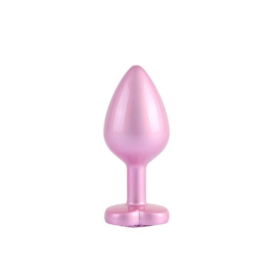 Анальна пробка рожева CHISA MATRIX MONT з перламутром та рожевим каменем у формі серця, розмір M sexstyle | Зображення 1