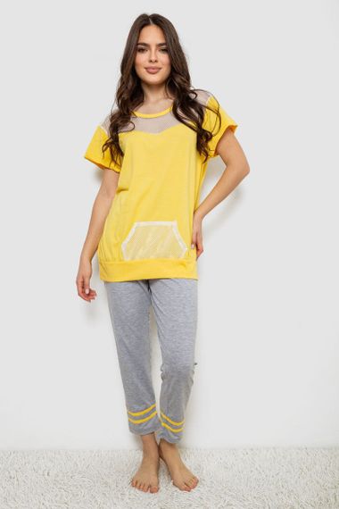 Піжама жіноча з принтом, колір жовтий, 243R1600-032