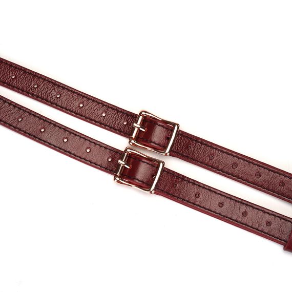 Шкіряні трусики для страпона Liebe Seele Wine Red Strap on Harness, універсальний розмір | Зображення 6
