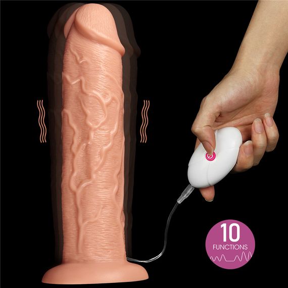Реалістичний вібратор - King-Sized Realistic Long Vibrating Dildo 11" Flesh sexstyle | Зображення 4