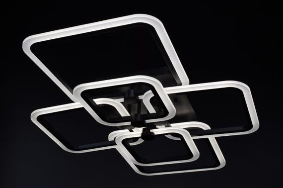 Люстра світлодіодна стельова LED світильник для квартири на стелю лед з пультом 25988 Чорний 12х59х80 см. | Зображення 4
