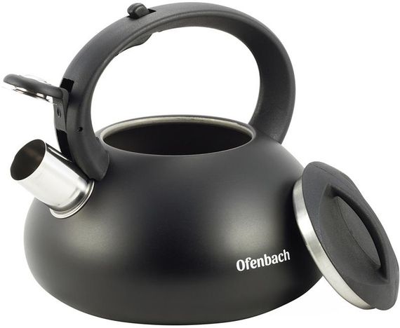 Чайник Ofenbach Happy Kettle 2.5л з нержавіючої сталі зі свистком, чорний матовий | Зображення 1