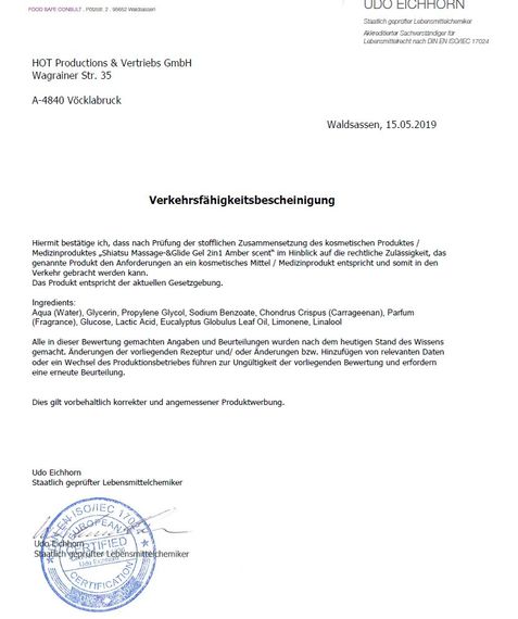 Лубрикант и массажное масло 2 в 1 HOT SHIATSU Massage-& Glide gel 2in1 Amber scent, 200 мл sexstyle | Зображення 2