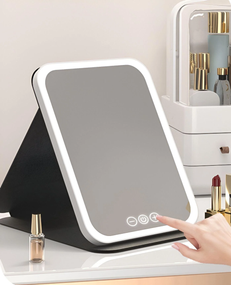 Зеркало для макияжа Lighted makeup mirror с LED подсветкой, складное, сенсорное управление, Type-C, с регулировкой яркости