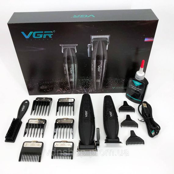 Машинка для стрижки волос без шума VGR V-640, Профессиональный триммер с набором насадок BG-67 | Зображення 7