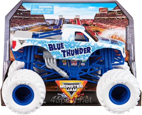 Оригинал Monster Jam Blue Thunder Monster Truck Монстр-трак 1:24 Синий гром Металлический кузов | Зображення 1