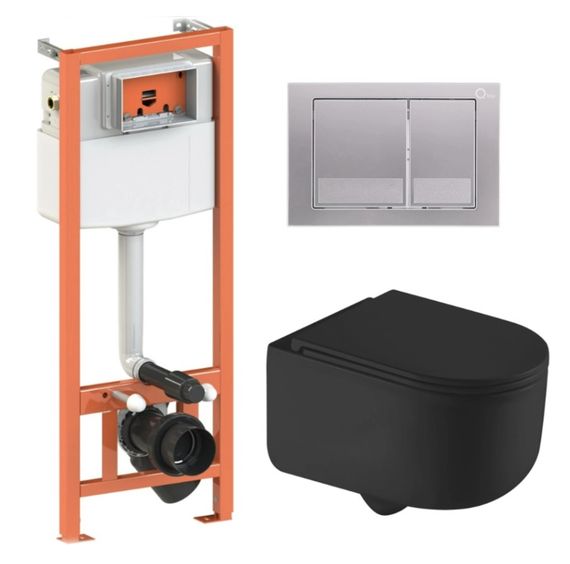 Набір Qtap Nest 4 в 1 підвісний унітаз Taurus Ultra Quiet 490x360x380 + комплект інсталяції QT2433084EUQMB46182