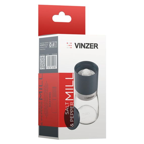 Млин для перцю та солі Vinzer 50196, 145 мл, прозорий, механічний, керамічний жорнов | Зображення 4