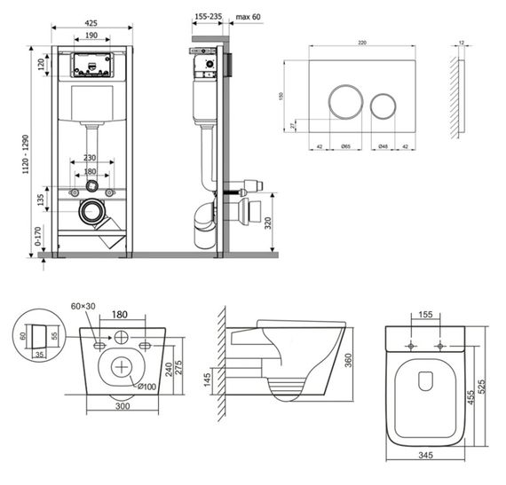 Набір Qtap Nest 4 в 1 підвісний унітаз Tern Ultra Quiet 525x345x360 + комплект інсталяції QT17332303AW47508 | Зображення 4