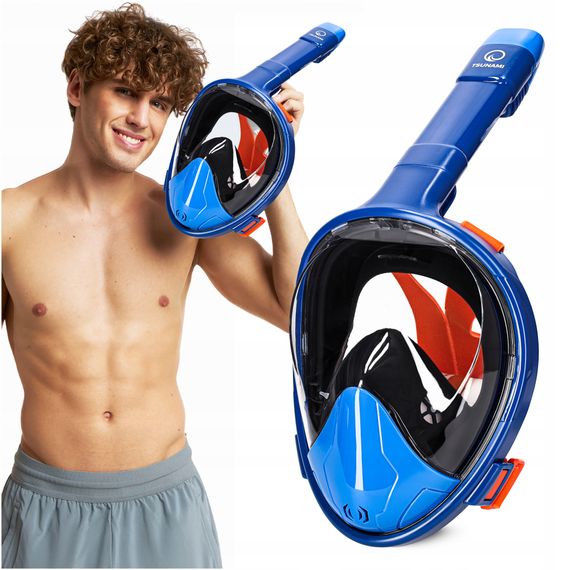 Маска для снорклінгу TSUNAMI повнолицьова, зі складною трубкою Size L/XL Blue (P-5905973405461) | Зображення 8