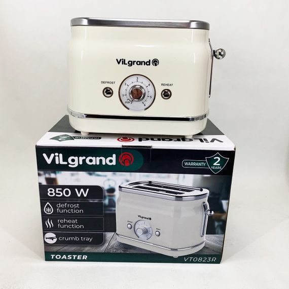 Тостер для жарки хлеба ViLgrand VT0823R 850 Вт, Домашний тостер с решеткой для подогрева JE-72