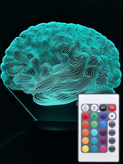 Акриловий світильник-нічник з пультом 16 кольорів Мозок tty-n000917