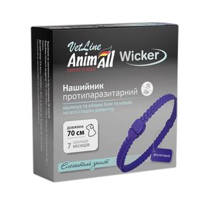 Нашийник від бліх та кліщів для собак та котів AnimAll VetLine Wicker, 70 см, фіолетовий