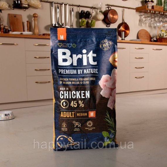 Корм Brit Premium by Nature Adult M для взрослых собак средних пород, курица, 8 кг | Зображення 5