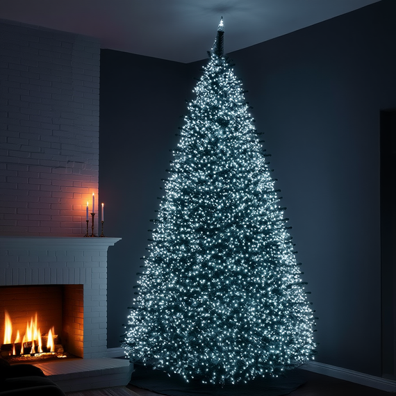 Новорічна гірлянда кімнатна «Роса» Хвойна лапа 100 м, 3000 LED, біле сяйво, зелений провід | Зображення 1