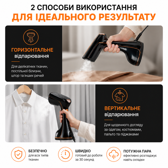 Потужний компактний ручний відпарювач для одягу 2000Вт — 3 Режима | Зображення 4