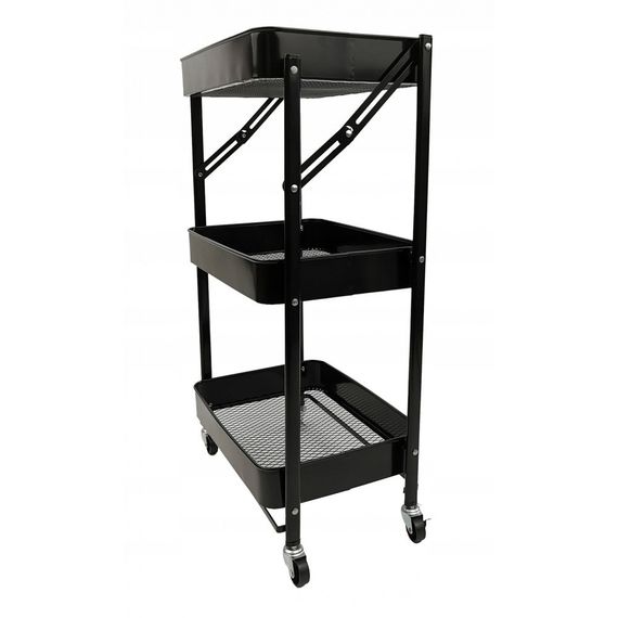 Этажерка с полками для кухни и ванной на колесах Bonro Бонро B-233 черный (42400599) | Зображення 1
