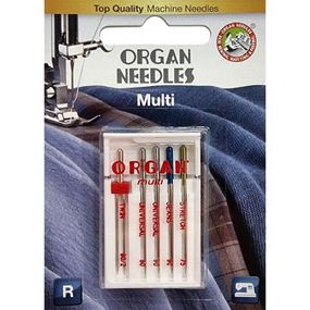 Голки швейні універсальні ORGAN MULTI BOX (Twin 1шт, Universal 2шт, Jeans 1шт, Super Stretch 1шт) для побутових швейних машин