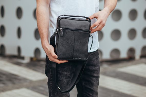 Чоловіча шкіряна сумка Tiding Bag DL9226-4 чорна | Зображення 7