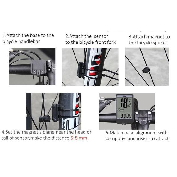 Электронный спидометр для велосипеда SunDing, Велокомпьютер одометр, Безконтактный велокомпьютер IB-86 | Зображення 1
