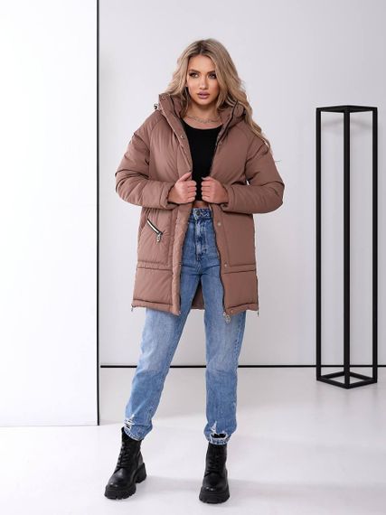 Жіноча зимова куртка з капюшоном, арт. 509, кава | Зображення 5