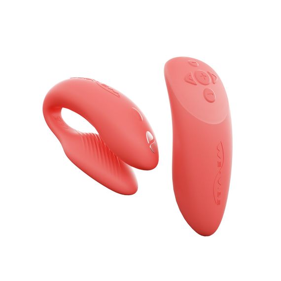 Смарт-вібратор для пар We-Vibe Chorus Crave Coral, сенсорне керування вібраціями стисненням пульта | Зображення 1