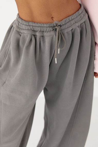 Жіночі теплі спортивні штани палаццо - сірий цвет, L/XL (є розміри) | Зображення 3