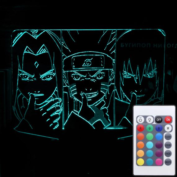 Акриловый светильник-ночник с пультом 16 цветов Наруто Команда 7 tty-n000469