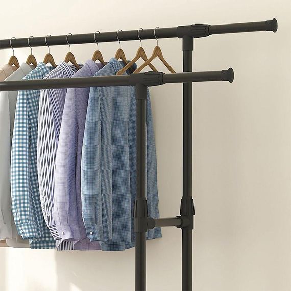 Двойная вешалка для одежды (155х150х42см), до 30 кг, на колесиках, Double pole / Передвижная стойка-вешалка в | Зображення 6