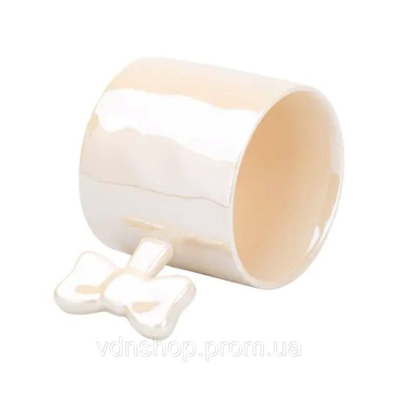 Чашка с ручкой в виде бантика фарфоровая 350 мл Желтая HP7185Y | Зображення 1