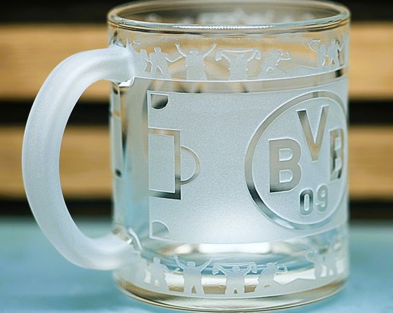 Стеклянная чашка 320 мл ФК Боруссия  Borussia с гравировкой подарок для фаната футбольная кружка круговая | Зображення 2