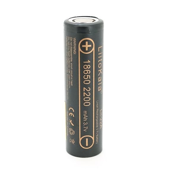 Акумулятор 18650 Li-Ion LiitoKala Lii-22A, 2200mah (2100-2300mah), 3.7V (2.75-4.2V), Black, PVC BOX Q2,  цена за 1 шт
