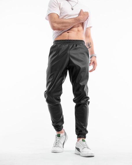 Чоловічі штани "Leather base" колір чорний р.2XL 439946 | Зображення 6