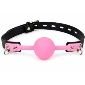 Кляп-кулька силіконовий DS Fetish рожевий на чорному ремінці Sex Aura