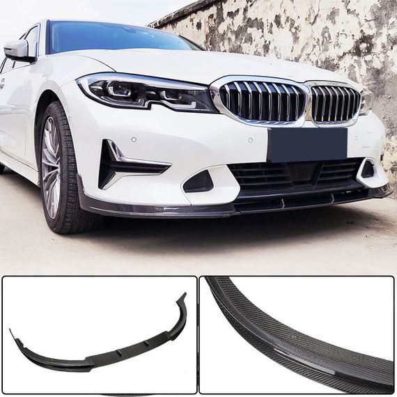 Накладка на передній бампер Lip V2 (для Base 2018-2022, Карбон) для BMW 3 серія G20/21 2018- рр | Зображення 1