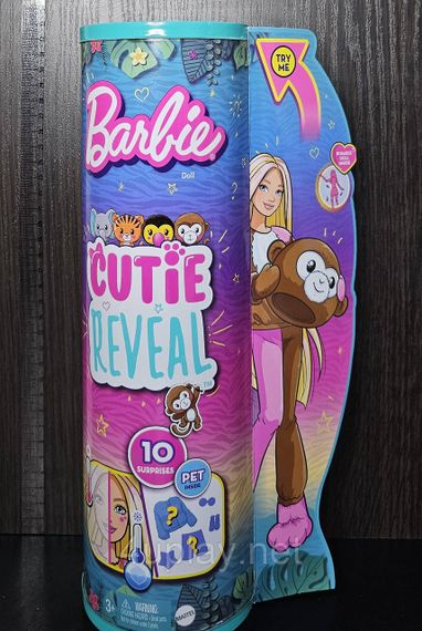 Лялька-сюрприз Barbie Cutie Reveal Monkey Plush Барбі в костюмі, Мавпочка Милашка проявляшка, мартишка Оригінал | Зображення 6